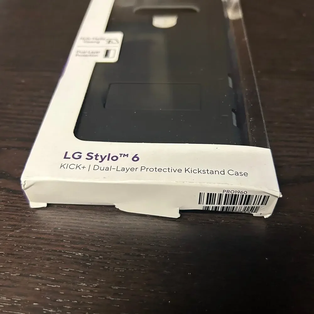 New Metro by T-Mobile LG Stylo 6 Kick+ Dual-Layer Kickstand Phone Case Black